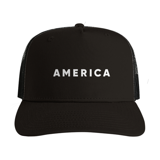 AMERICA | Black Mesh Stock Contrast Trucker