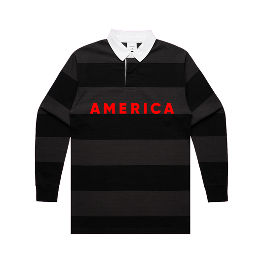 AMERICA | Black/Coal Rugby Stripe Jersey