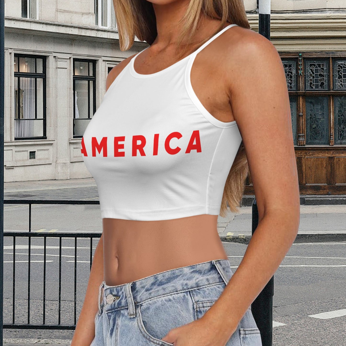 AMERICA | White Women's Casual Tank Top